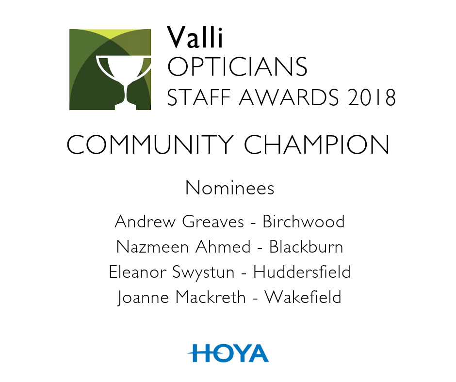 Valli Opticians Community Champion 2018 image